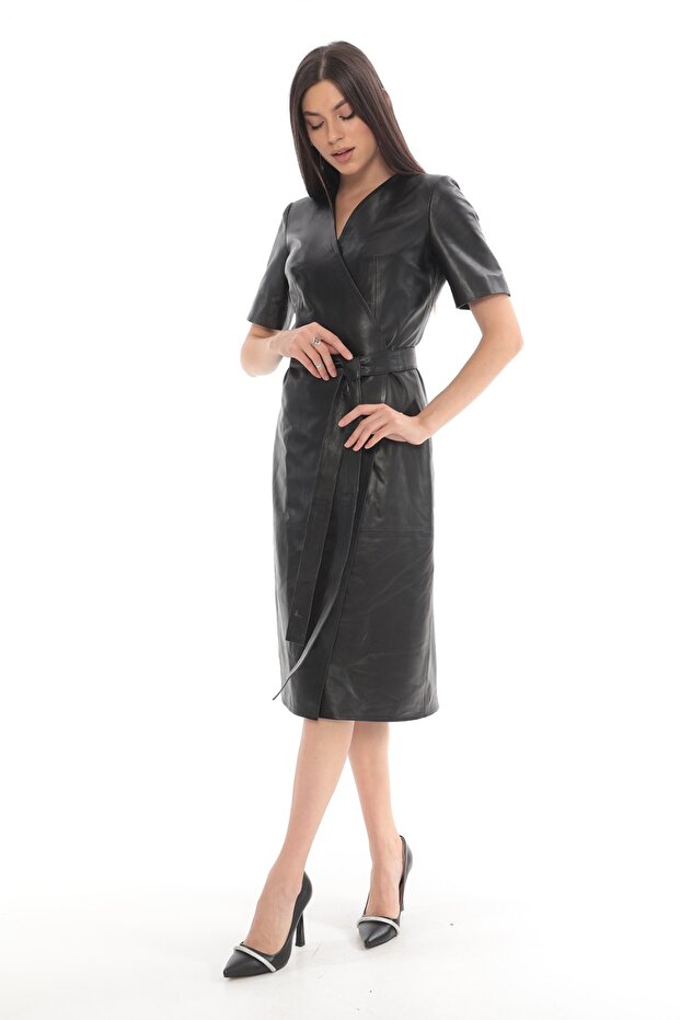 Hakiki Deri Kadın Elbise - 6