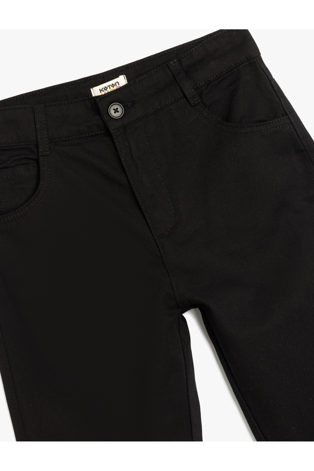 Button Detailed Cotton Basic Chino Pants - 3