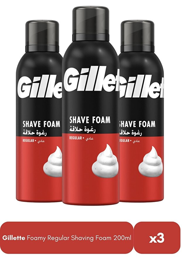 Classic Regular Shaving Foam Rich Lather Protective Can Shaker (3x200ml)