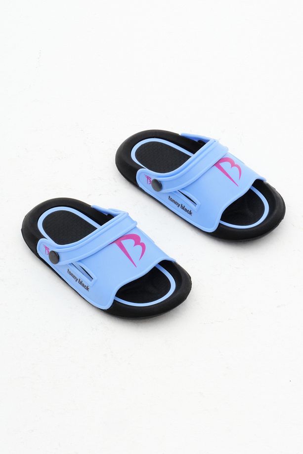 Çocuk Unisex Mavi Poli Taban Logolu Terlik - 3