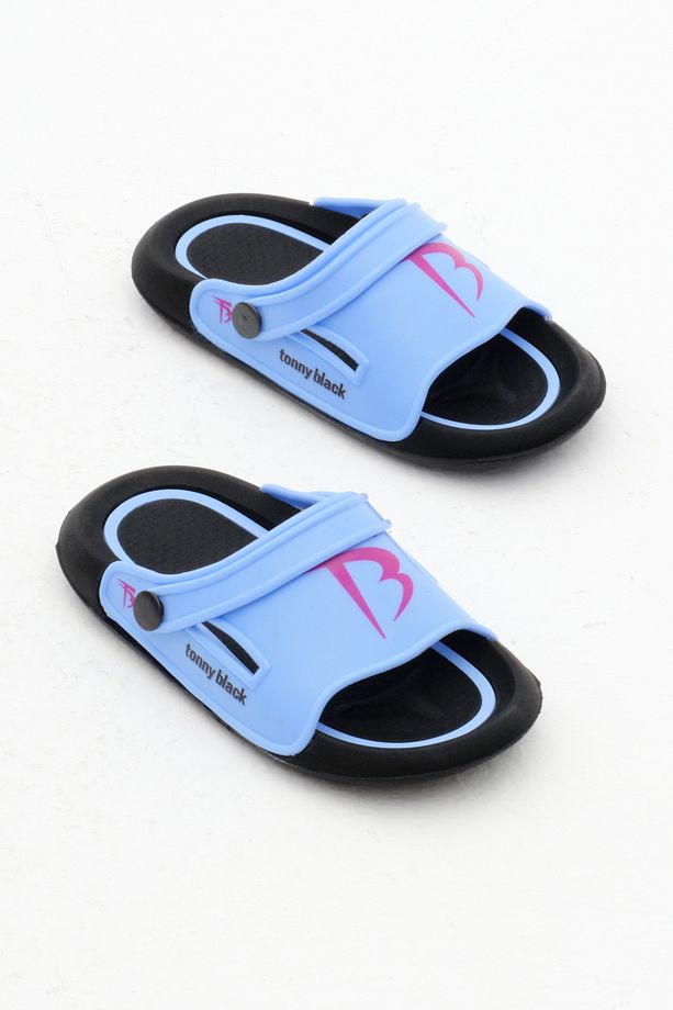 Çocuk Unisex Mavi Poli Taban Logolu Terlik - 4