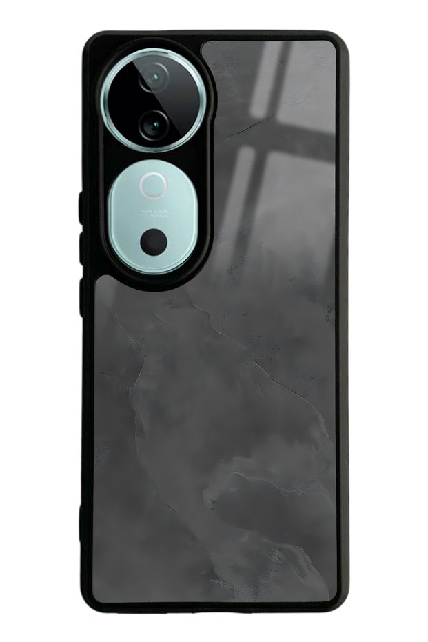 Vivo V40 Glossy Phone Case with Gray Marble Design