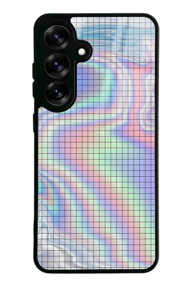 Samsung S25 Neon Checkerboard Design Glossy Phone Case