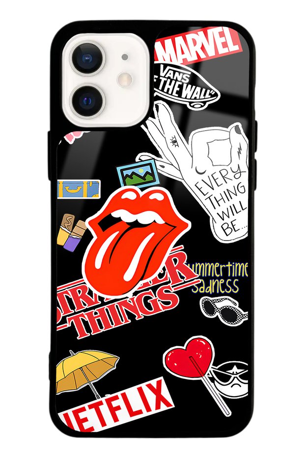 حافظة هاتف لامعة بتصميم ملصق لهاتف iPhone 12