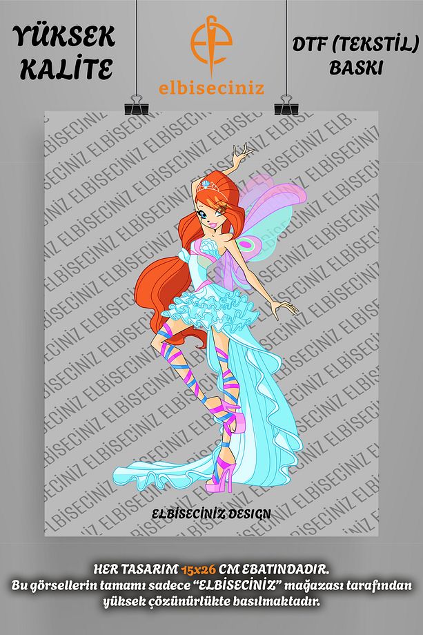 "WINX CLUB BLOOM" Temalı Premium DTF Tekstil Baskı ÜTÜ İLE KOLAYCA YAPIŞIR - 1