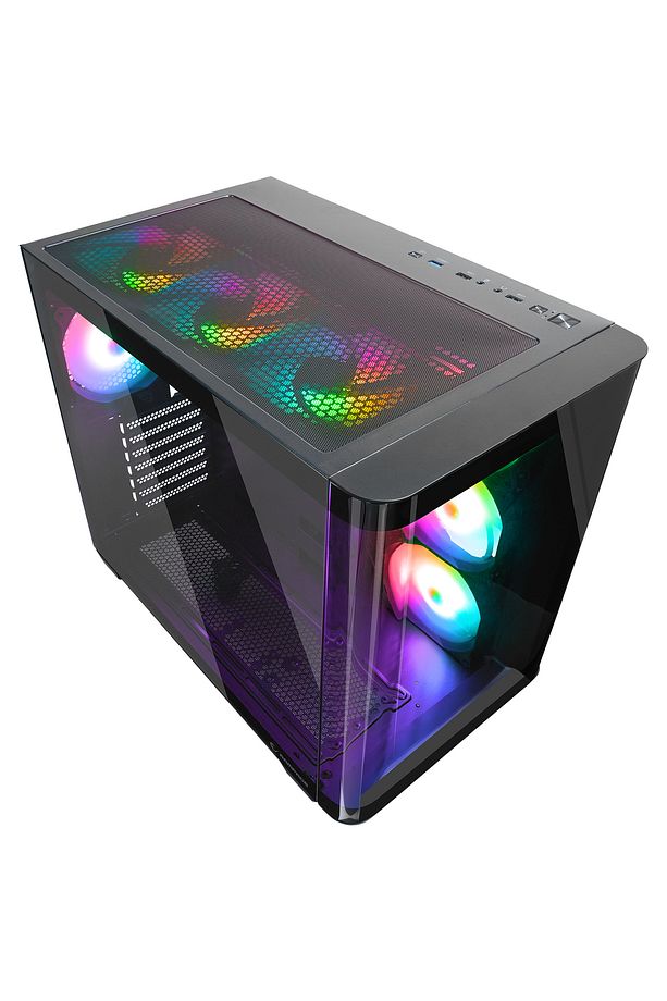 LOOPY PLUS Siyah 7*12cm ARGB Fan 950W 80 Plus Temperli Cam ATX Mid-T Gaming Oyuncu Kasası - 2
