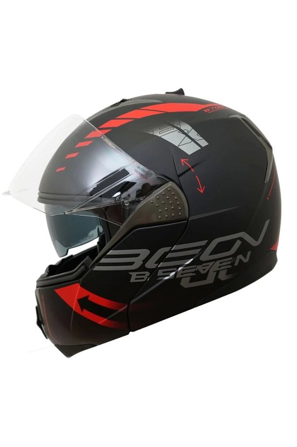 Beon B700 Çene Açılır Mat Siyah-kırmızı Kask - 3