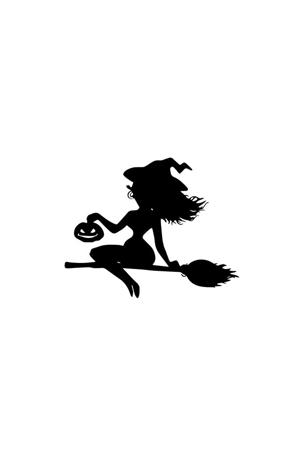Witch with Broom Sticker 20 X 16 cm