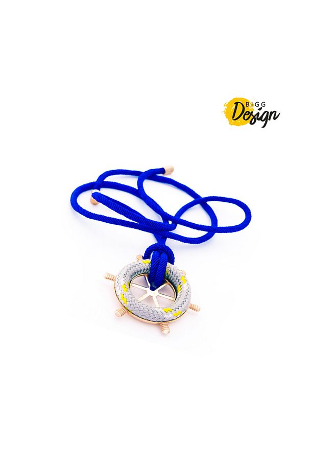 Mavi Dümen Tasarımlı Bronz Kolye - 4