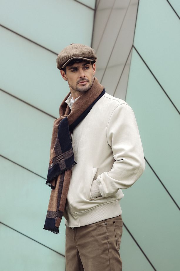 Erkek Camel Yumuşak Dokulu Mevsimlik Kasket Ekose Desenli Rahat Düz Basic Model Leymond - 5