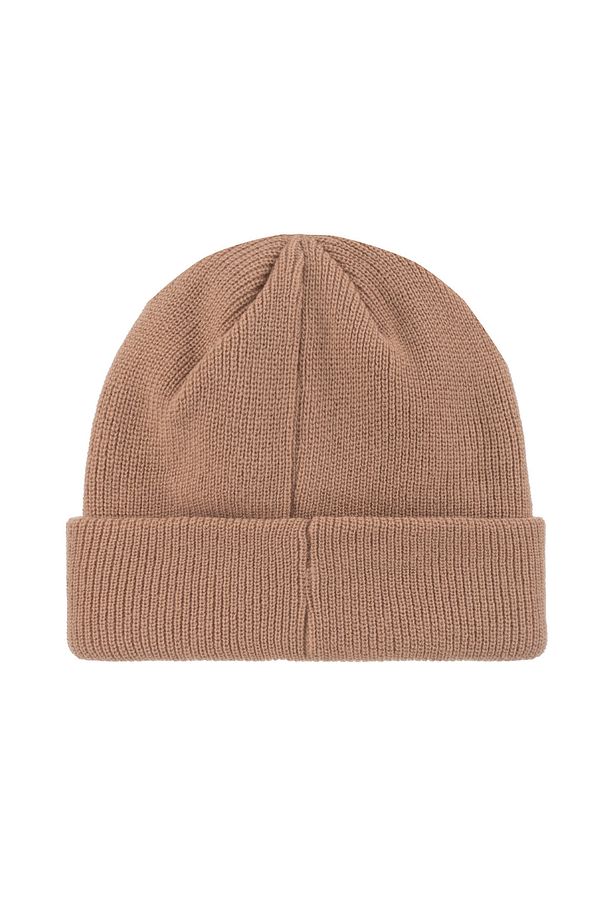 Unisex Bej Akrilik Düz Yumuşak Triko Bere Esnek Çift Katlamalı Kışlık Logolu Basic Fitilli Pumb - 5
