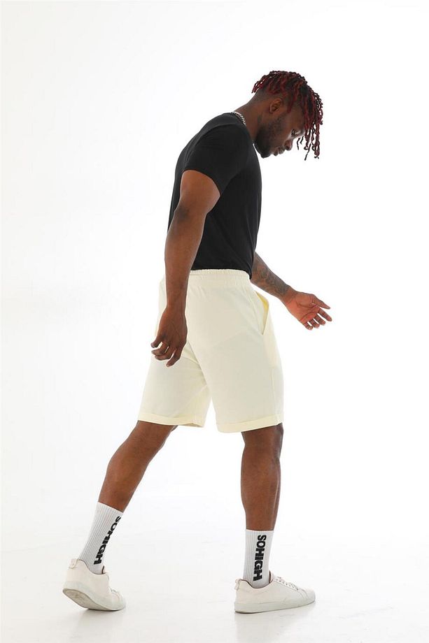 Erkek Regular Fit Duble Paça %100 Pamuklu Şort-ekru - 6