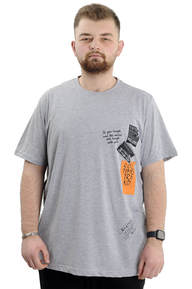 Men's Printed T-Shirt - Mode Xl, Crew Neck, Rock Times U24037 Grimelange