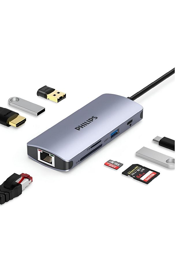 Swr1608s Type-c To Hdmı Rj45 Ethernet 3*usb 3.0 Pd Tf Sd Kart Okuyucu Dönüştürücü - 2