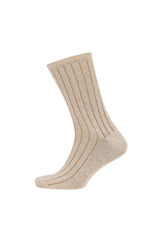 Bambu Asker Çorap Bej 3'lü Paket - 5