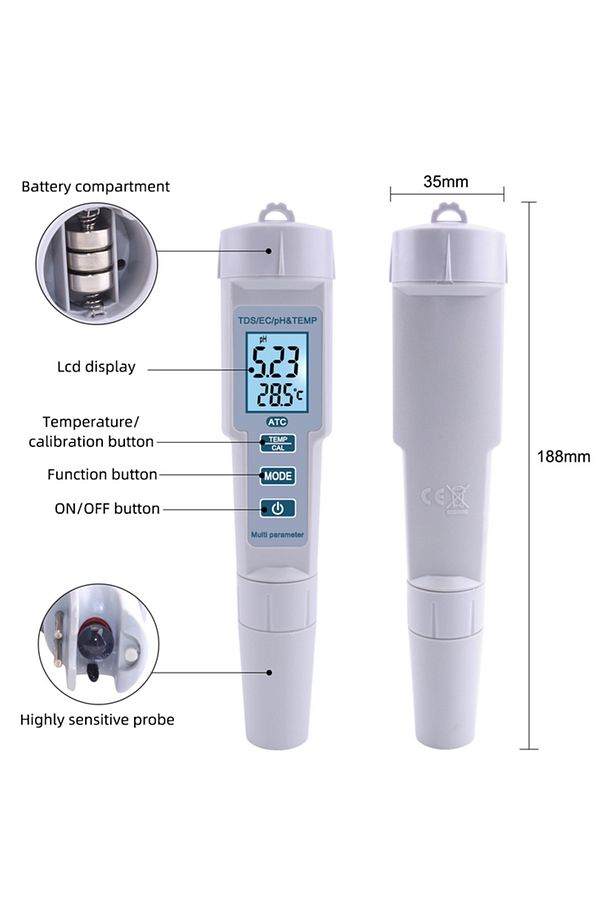 Ph-686 4'ü 1 Arada Ph Metre Tds Ec Ve Sıcaklık Ölçer - 4