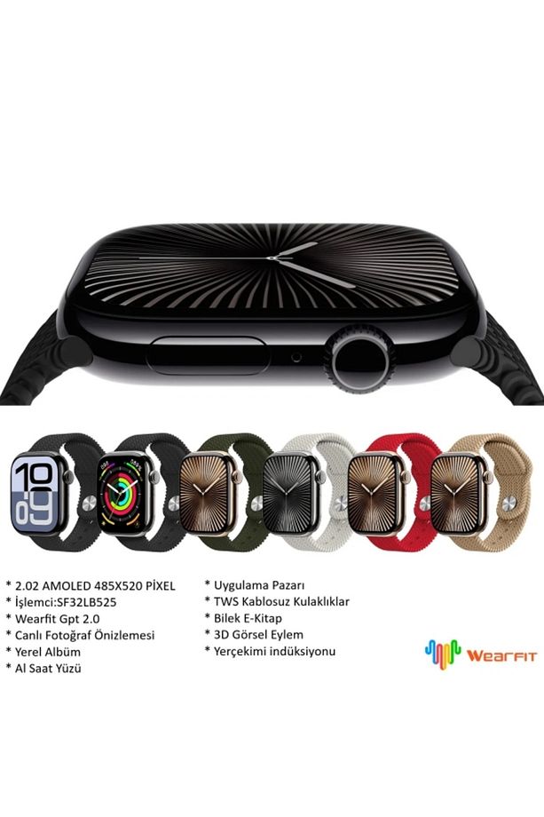 HK10 Pro Max Plus AMOLED Akıllı Saat Erkek Kadın Spor Saatler Serisi 10  APP AI Robot Smartwatch Güm - 3