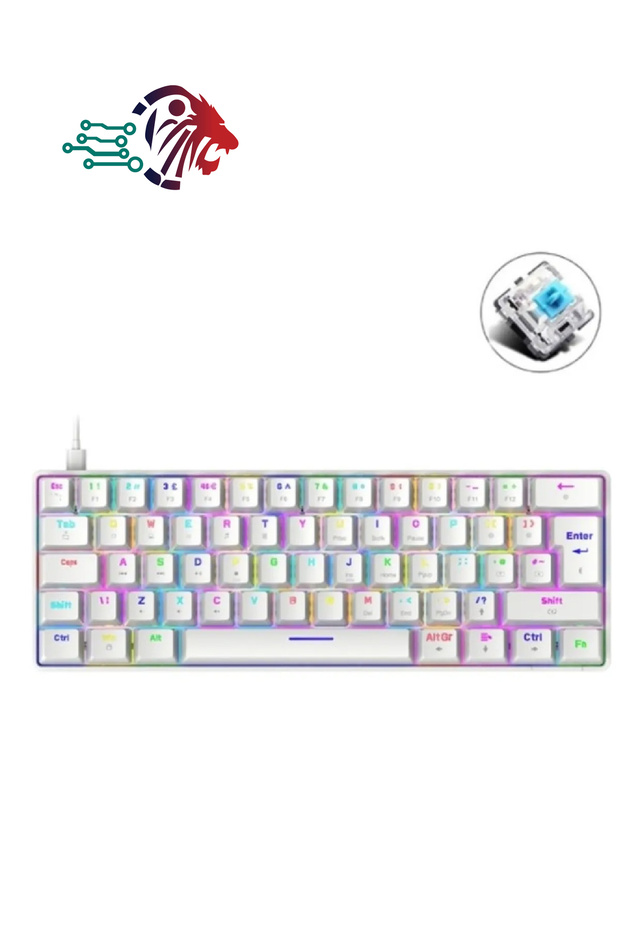 T60 Mavi Switch Mekanik Beyaz Klavye Kablolu Gaming Driverli Oyuncu Klavyesi T60 Mini Q Klavye - 1