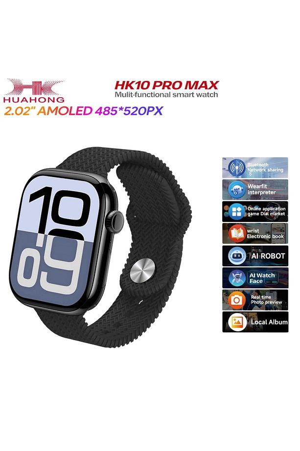 Hk10 Pro Max Plus Amoled Akıllı Saat Erkek Kadın Spor Saatler Serisi 10 Aı Robot Smartwatch Siyah - 1