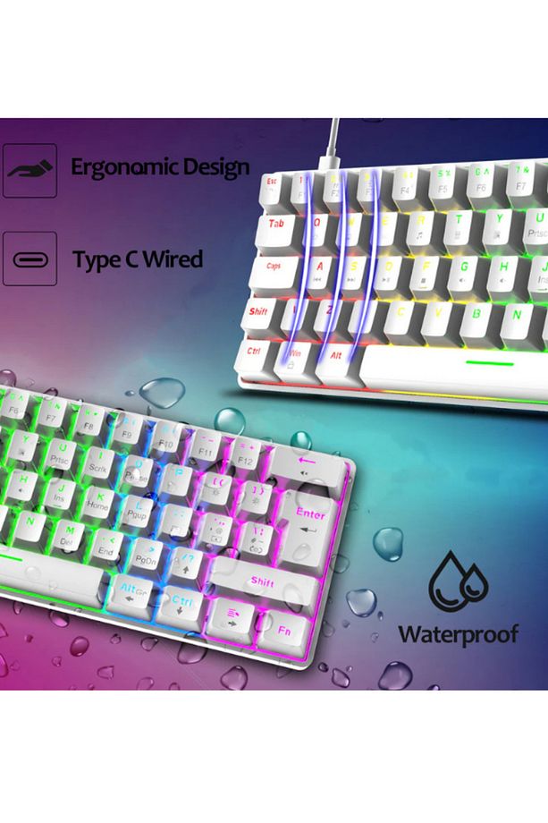 T60 Mavi Switch Mekanik Beyaz Klavye Kablolu Gaming Driverli Oyuncu Klavyesi T60 Mini Q Klavye - 3