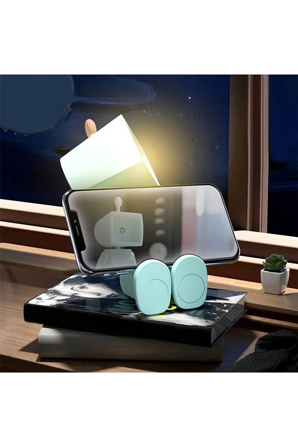 Robot Şeklinde Masa Üstü Lamba ve Telefon Tutacağı Kare Şekilli Sarı Lambalı - 4