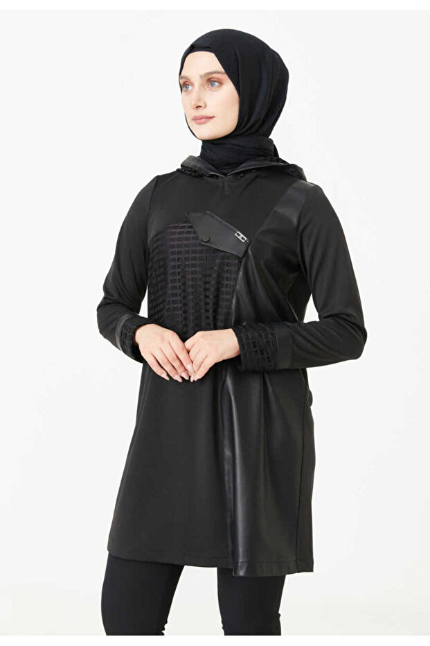 Deri Detaylı Tunik - 1