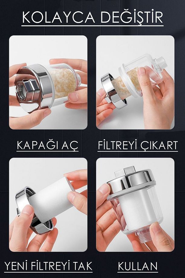 Su Arıtma Filtresi – Duş ve Banyo İçin Kireç ve Partikülleri Arındıran Pamuklu Filtre - 7