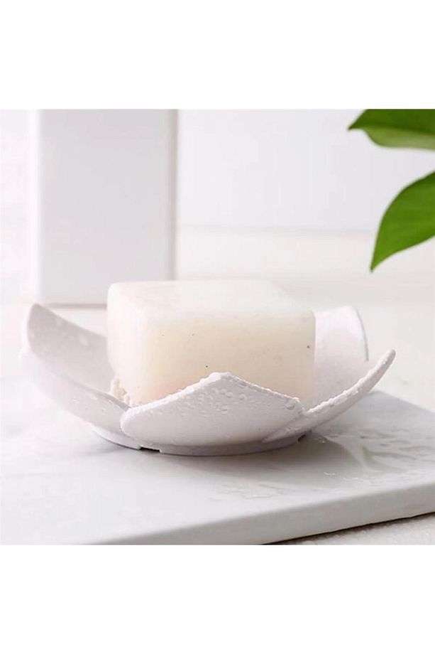 2 Adet Lotus Desenli Sabun Ve Sünger Tutacağı Silikon (MAVİ) Su Giderli Lotus Şekilli Sabunluk - 6