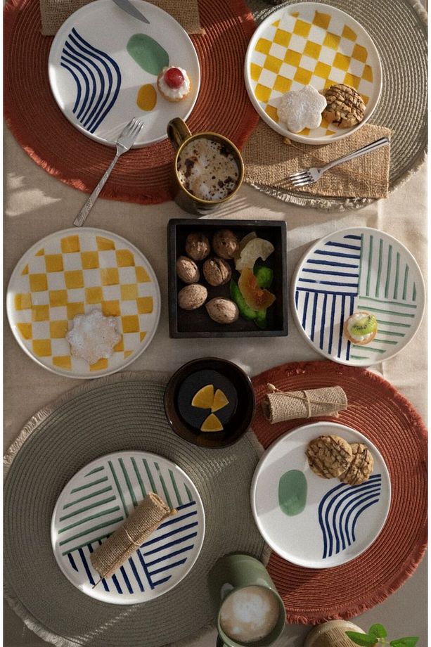 Hand Made Modern 6’li Özel Tasarım Stackable Pasta Tabağı Seti - 7