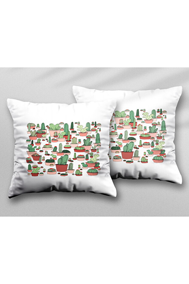 Cacti in a Pot Two Pcs Two Side Printed Washable Pillow Throw Pillow Cover