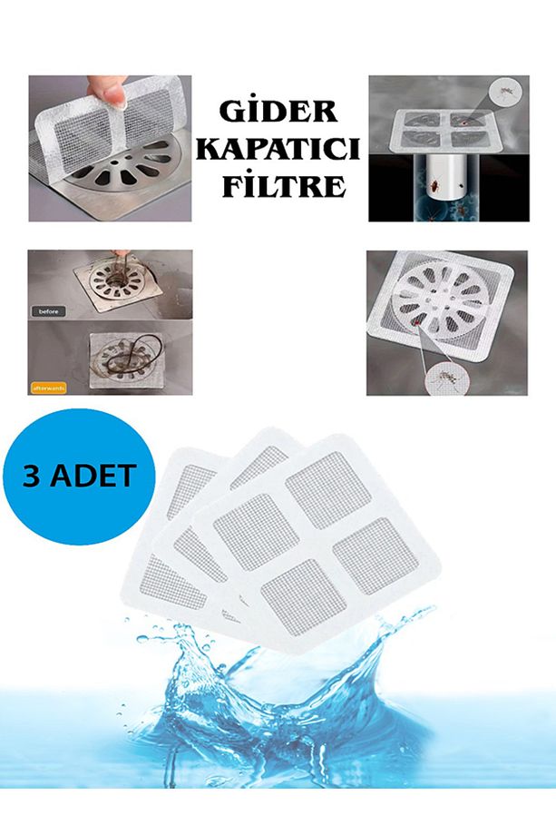 3'lü Kendinden Yapışkanlı Gider Kapağı Banyo & Mutfak Için Pislik Tutucu – Çelik Bantlı, Çok Amaçlı - 1