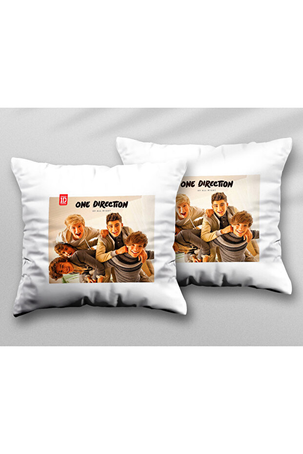قطعتان من غطاء وسادة قابل للغسل مطبوعان على الجانبين من One Direction
