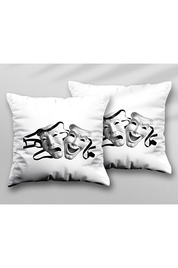 Theater Cinema Mask Two Pcs Two Sides Printed Washable Cushion Throw Pillow Cover