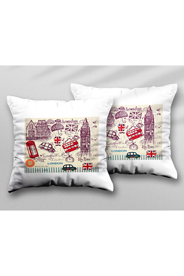London Theme England Two Pcs Two Side Printed Washable Pillow Throw Pillow Cover