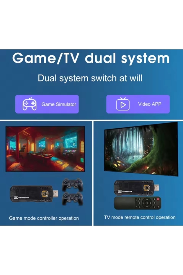 Kumandalı Android TV Game X8 8K5G Retro Atari Joystick PS1AtariSega Çift Kişilik 10000 Oyun Konsolu - 8