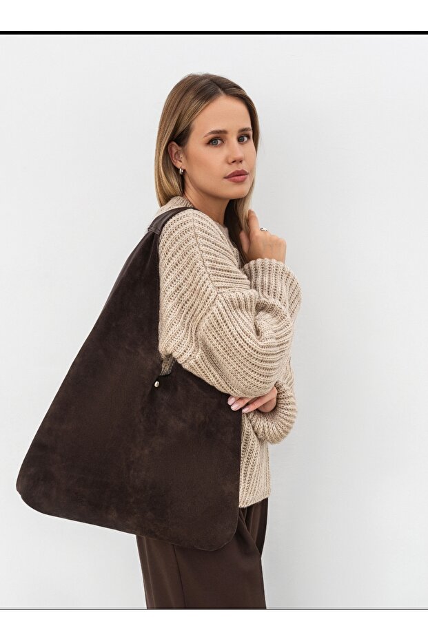 Hakiki süet deri çanta Yeni sezon basic - 3