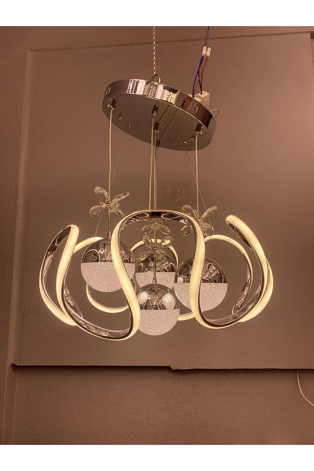 Yüksek Aydınlatmalı Bulut Model Krom kaplama 4 toplu sarkıt modern 3 renk led avize - 4