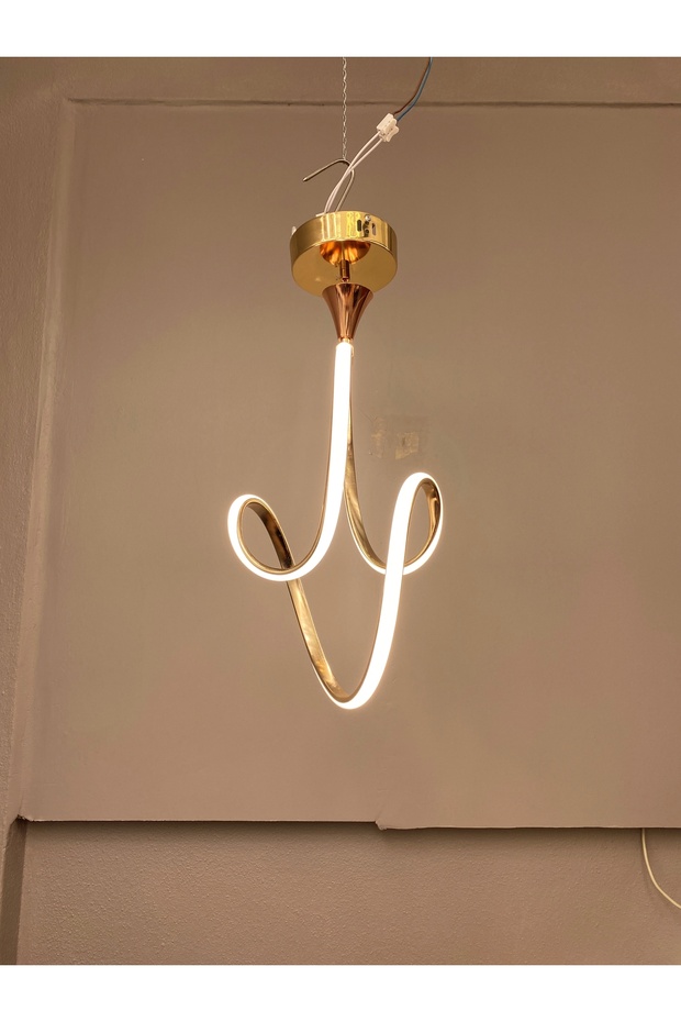 Yüksek Aydınlatmalı Badem Model Gold  kaplama tek top sarkıt modern 3 renk led avize - 4