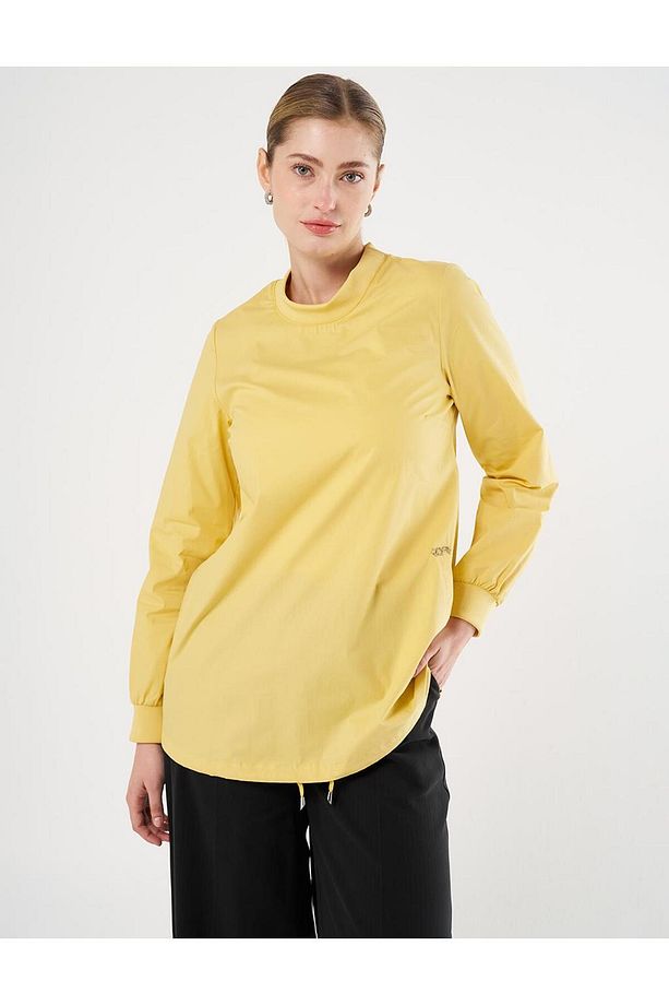 Etekucu Bağcıklı Pamuklu Tunik Sarı - 5