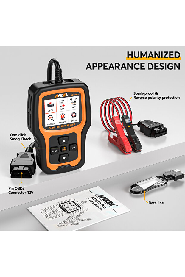 جهاز ANCEL AD410 PRO لقراءة الأكواد واختبار البطارية وفحص المحرك مع وظيفة OBD2 كاملة للسيارة - 1