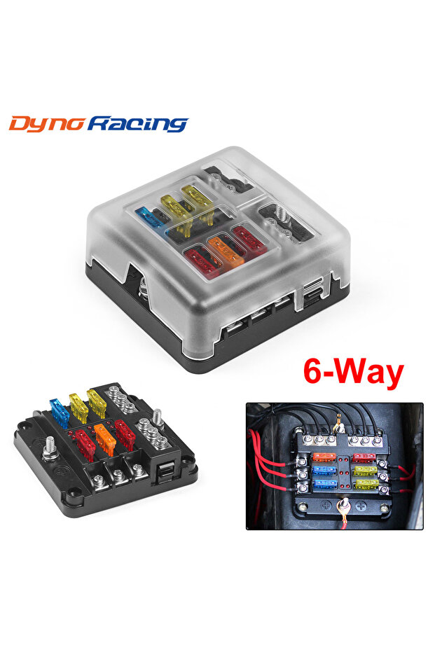 6 Ways Fuse Box 6-Way or 12-Way Car Boat Blade Fuse Box Block Holder LED Indicator 12V 32V Auto Mari - 1