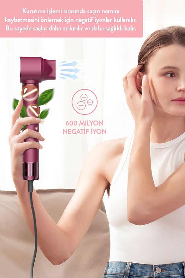 Pro Compact Uzun Multi-styler Hava Üfleme 5in1 Saç Şekillendirici Bldc Shd-1729 Royal Gilded Red - 4