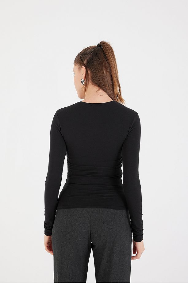 Bisiklet Yaka Basic Bluz B1496-dk2 - 4