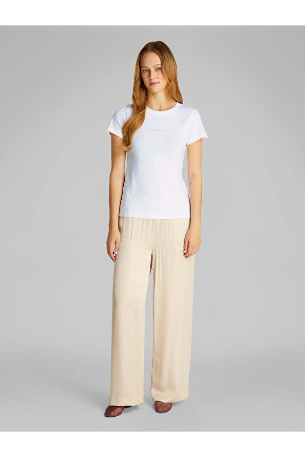 Kadın Beyaz Kısa Kollu Tişört - 2