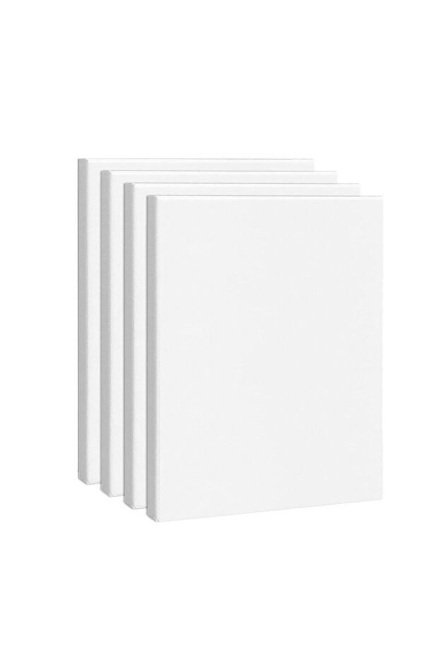 WHITE 4pcs Stretched Canvas, 8 x 10 Inches ( 20 x 25 cm) Square Blank Canvases, 100% Cotton Canvases