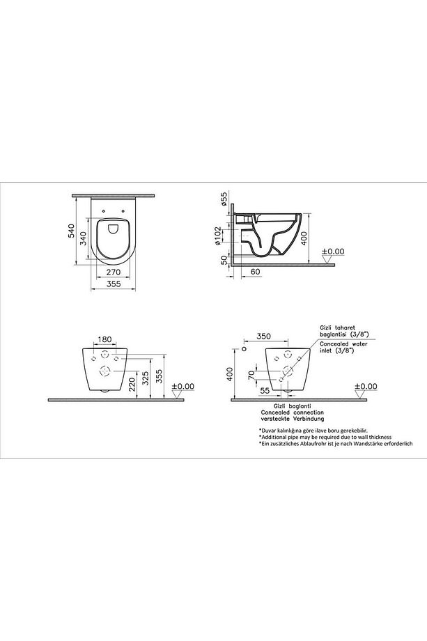 S60 Asma Klozet Smoothflush Mat Siyah 7510b083-0090 - 2