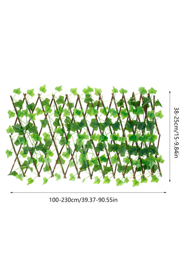Green 230cm Garden Screening Expanding Faux Privacy Screen Hedge Artificial Ivy Leaves Wooden Fence