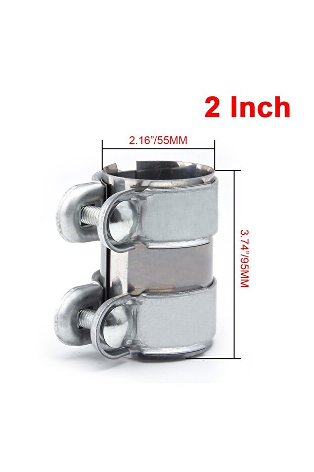2 inch Universal 2"/2.5" Exhaust Clamp, Lap +Bolts Band Flanges Clamp for Secure Sealing, for Muffle