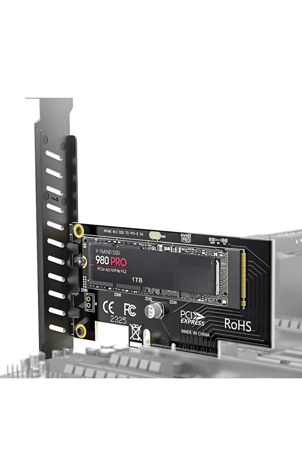 SK4 M.2 NVME to PCIe 4.0 3.0 SSD Adapter, 64Gbps PCIe 4.0 X4 X8 X16 Expansion Card for Des