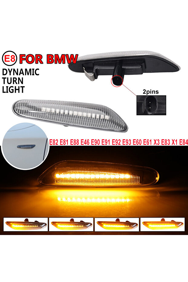 لسيارات BMW X3 E83 X1 E84 X5 X53 E60 E61 E46 E81 E82 E90 E92 E87 E88 مصابيح إشارة الانعطاف LED المتسلسلة الوامضة - 7